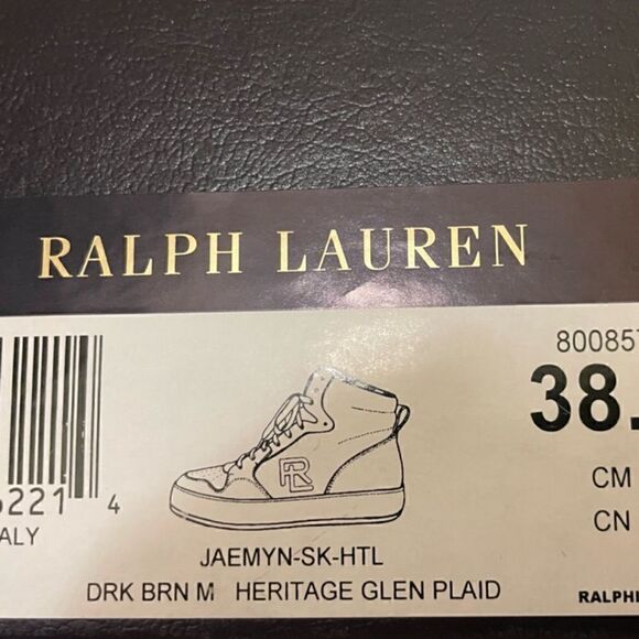 Ralph Lauren Fall 2022 Collection Brown Glen Plaid Jaemyn High Top Sneakers - Picture 17 of 17